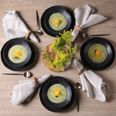 Aparelho de Jantar Orgânico Preto Matte 30 Peças - Ela Decora